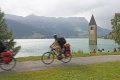 Cycling around Lake Reschensee